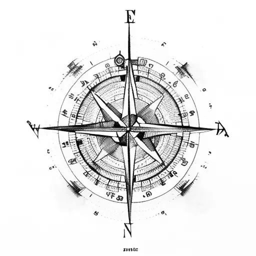 Engineer's Blueprint With A Nautical Compass