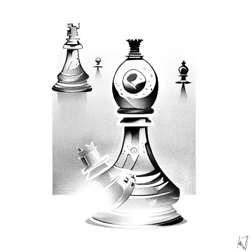 Chess King With An Atom In The Background