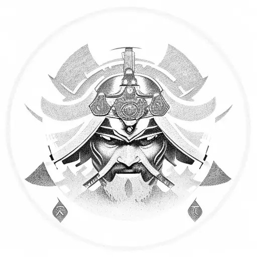 A Samurai With An Emblem With The Letter M On His Head