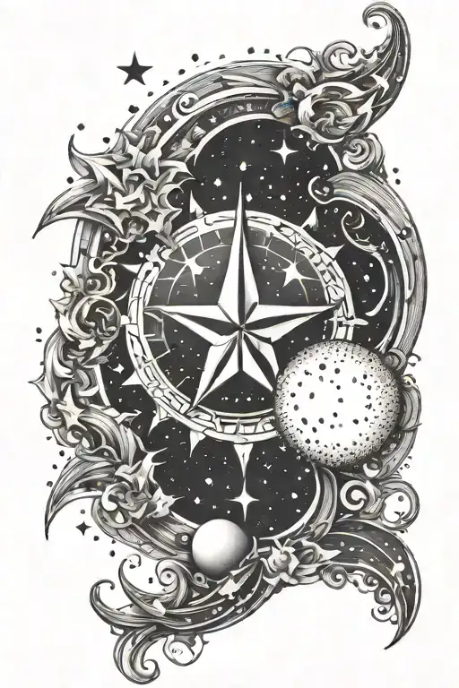 Falling Star Between Sun And Moon