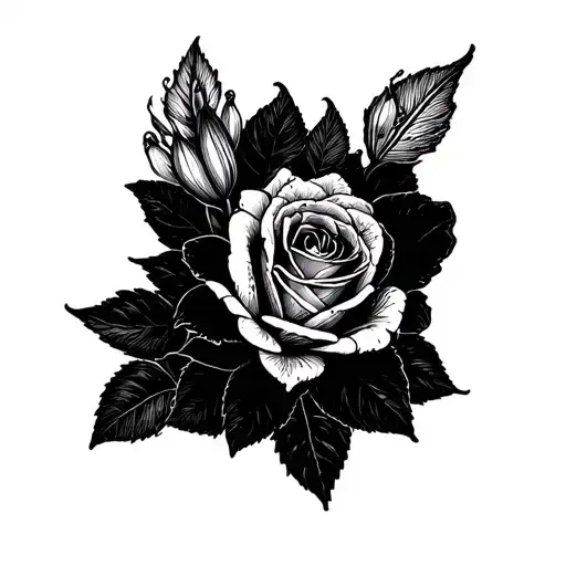 Lily And A Rose Next To Each Other Tattoo Design