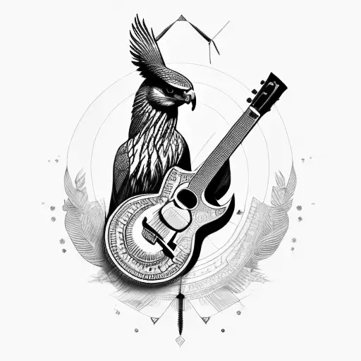 Common Buzzard With Electric Base Guitar