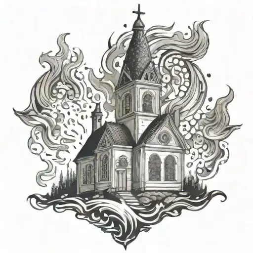 Burning Norwegian Church Fire Flames