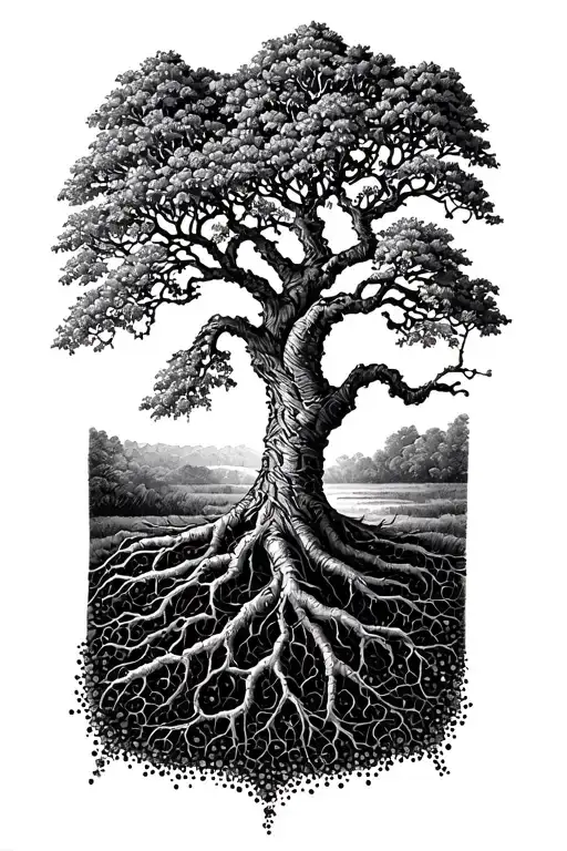 Gaelic Rowan Tree With Roots Extending