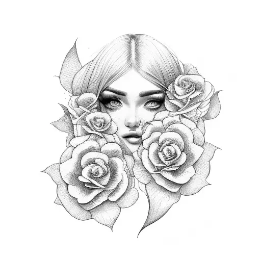 Beautiful Woman Face With Flowers