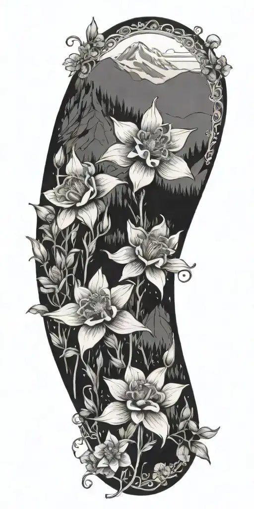 Columbine Flowers In A Rocky Mountain Backdrop