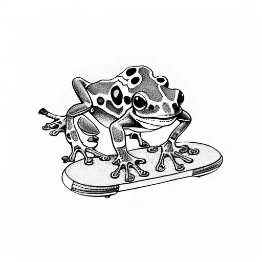Colorful Dart Frog On A Skateboard