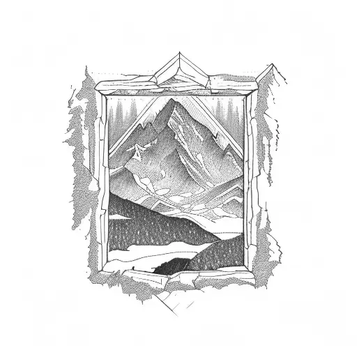 Mountain Through Window Frame