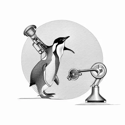 A Stethoscope Forming The Shape Of A Penguin With Musical Notes Floating Around It
