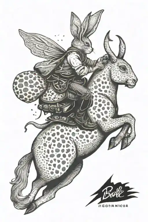 A Rabbit Riding On The Back Of A Bull