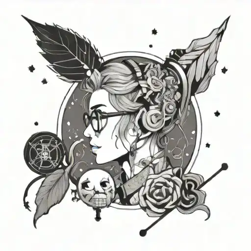 A Manga-inspired Design Featuring A Teacher Character Surrounded By Elements Of Metalcore Music