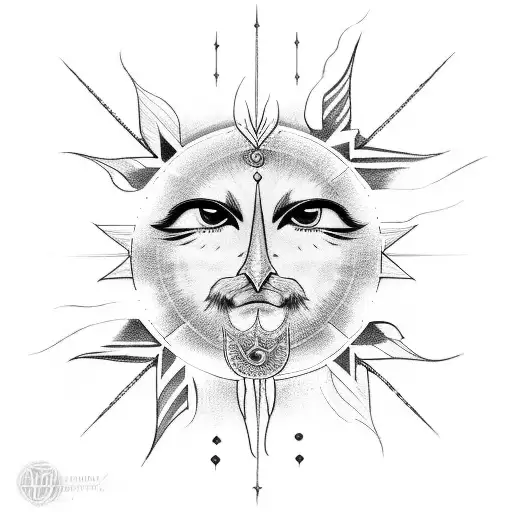 Sun With Karna Insude It And Bird Flying