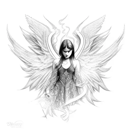 Angel Levitating And Playing The Electric Guitar