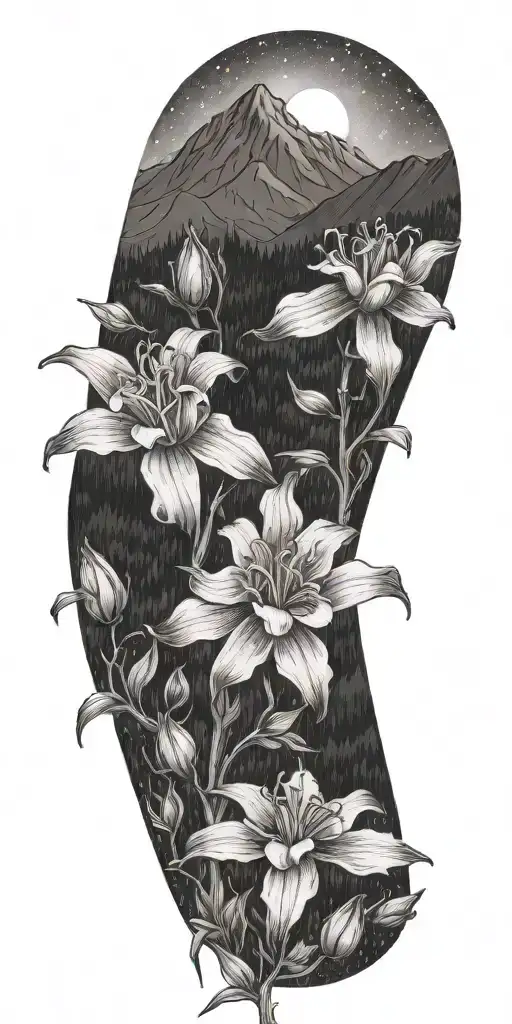 Columbine And Azalea Flower In A Mountain Background