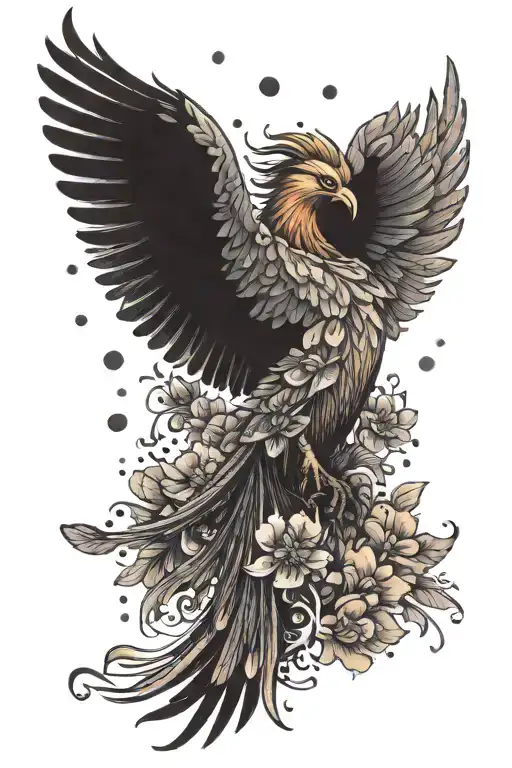 A Phoenix Rising From A Field Of Colorful Flowers Wrapping