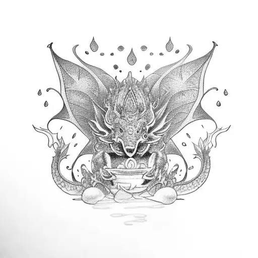 Lotus With Small Dragon Around It