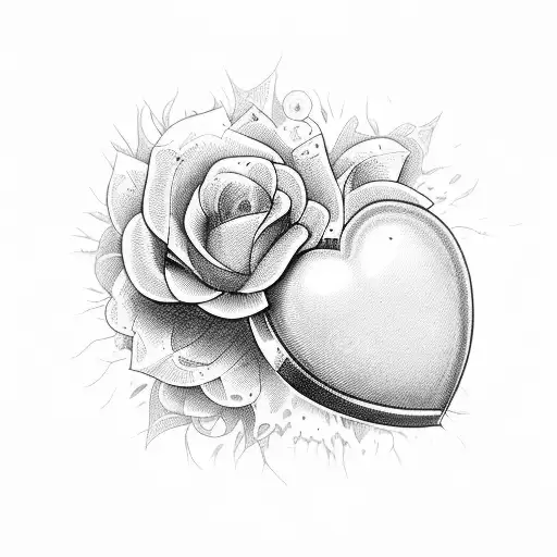 Atomically Correct Heart With Beautiful Flower Coming Out Of It