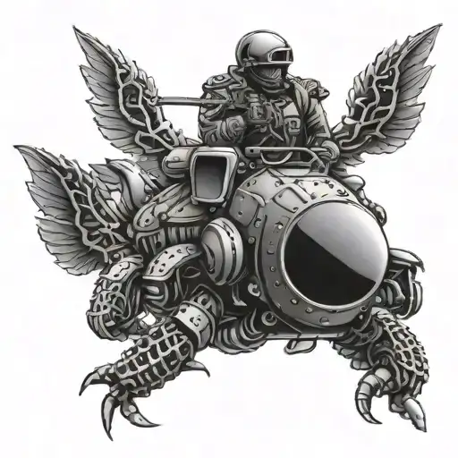 Design A Dotwork Tattoo Incorporating Symbols Of The Russian Airborne Troops And A Scorpion