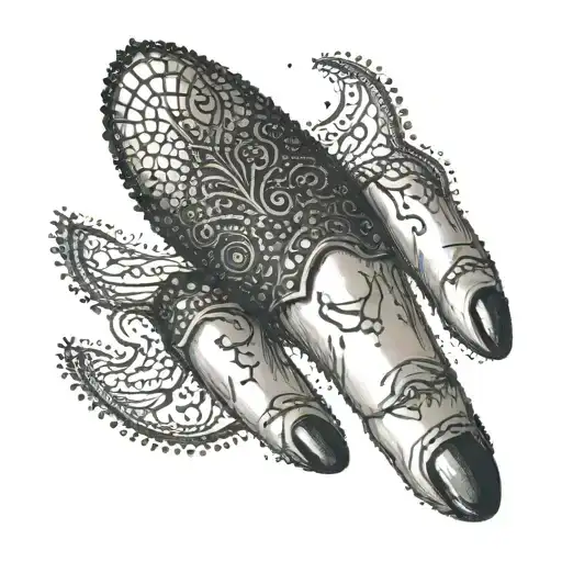 Black Dark Gothic Finger Design