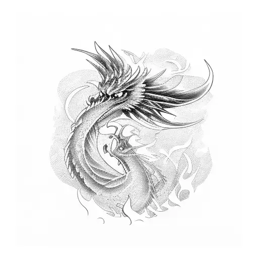 Phoenix Crying On A Dragon