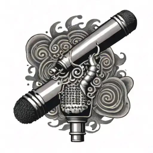 A Microphone With Music Notes Forming The Shape Of Pop Smoke's Face