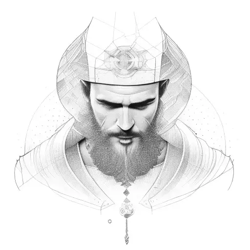 A Man In A Purple Robe Standing In Front Of A Purple Circle