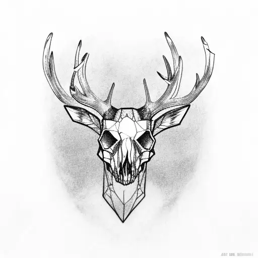 Deer Skull With Antlers And Barb Wire Wrapped Around It