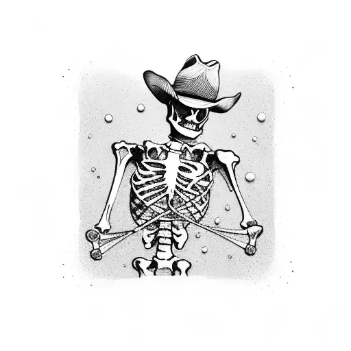 Skeleton Cowboy Drinking Beer Can
