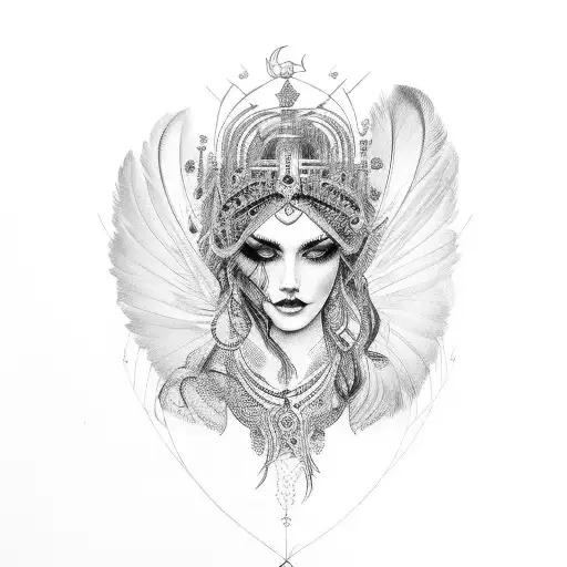 Goddess With Black Feathers For Hair