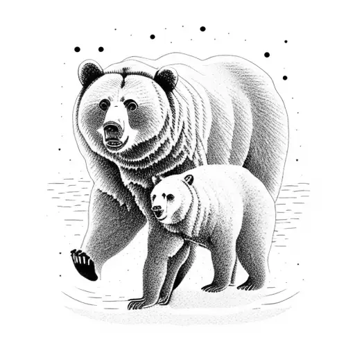 Bear Family Crossing River In The Grand Teton Mountains