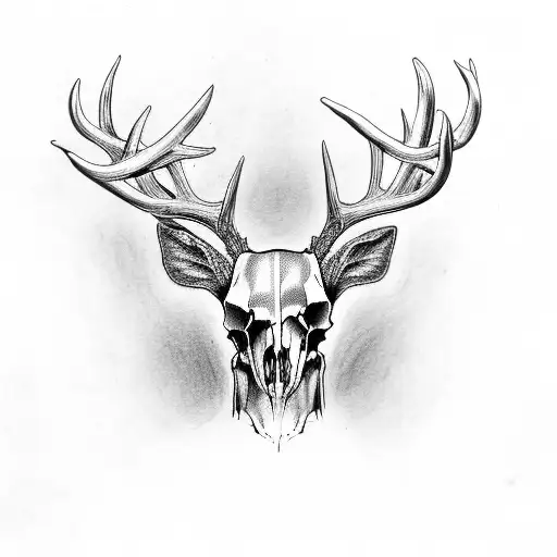 Deer Skull With Antlers And Barbs
