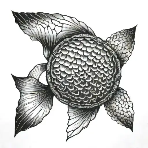 A Geometric Tattoo Of Fish Scales Forming A Unique Pattern On The Skin