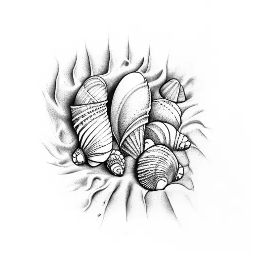 Two Hands Holding Seashells On A Sandy Beach