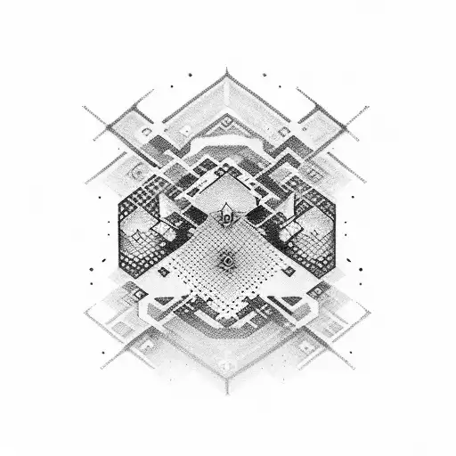 A Tattoo Of A Computer Chip With Intricate Norse Symbols Incorporated Into The Design