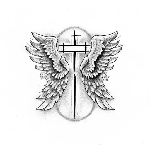Christian Cross Made Out Of Angelwings
