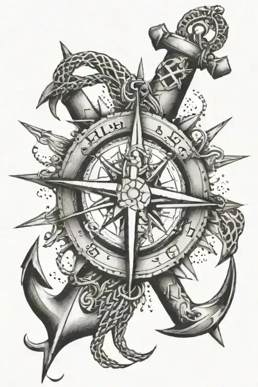 Anchor Compass Wind Rose