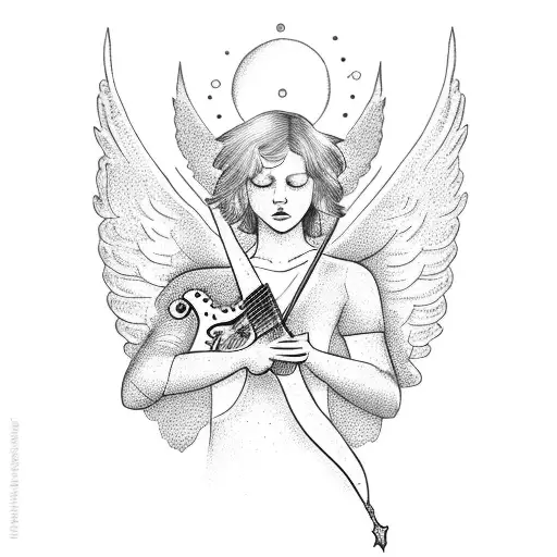 A Celestial Angel Playing A Guitar