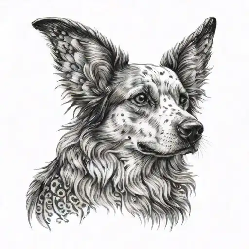 A Dotwork Portrait Of A Dog With Angel Wings Symbolizing The Dogs You've Rescued