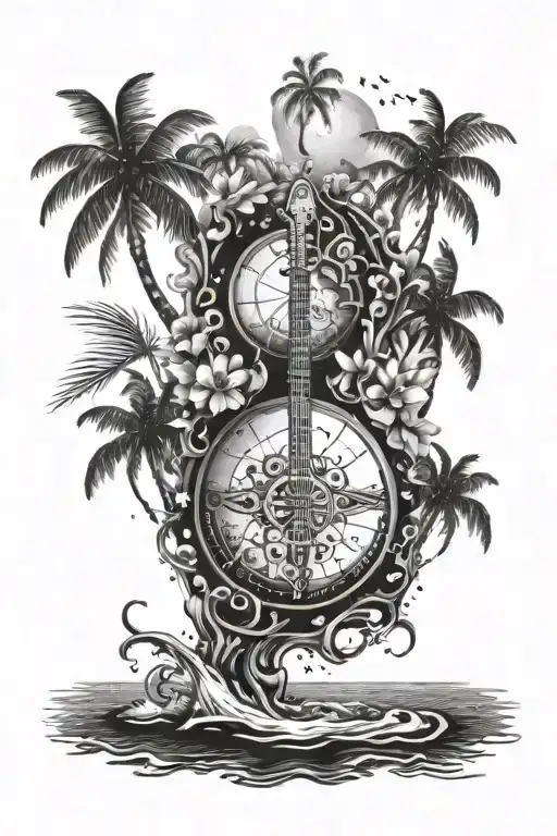Create A Tattoo Design Inspired By The Virgin Islands Incorporating Music Elements