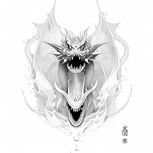 Dragon Breathing Fire Underwater