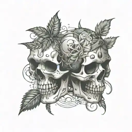 Weed Skulls And Music Notes