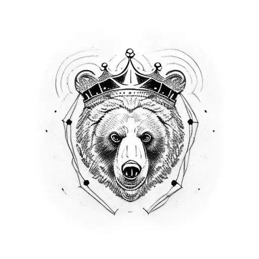 Bear With A Crown Tattoo For Men