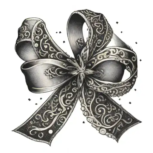 Intricate Dotwork Design Incorporating The Cancer Ribbon Symbol