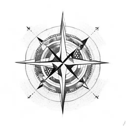 Compass Connected To An Anchor With Rope