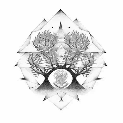 An Abstract Art Piece Combining A Family Tree And Math Equations