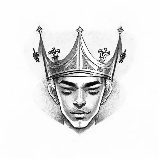 Young King Wearing Crown Holding Sword