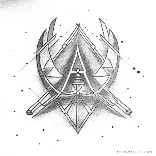 Arrow With Sibling Symbol In The Middle Minimalistic