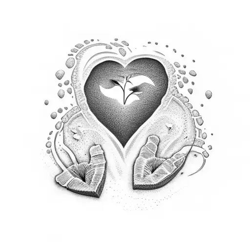 A Heart-shaped Lily With Footprints In The Sand