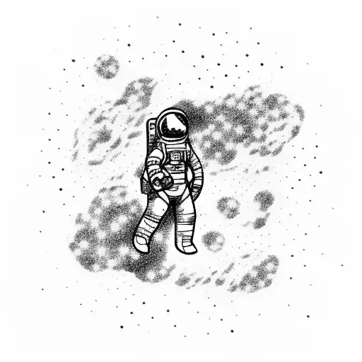 An Astronaut Floating In Zero Gravity Surrounded By A Constellation Of Anime Characters