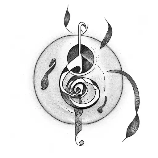 A Minimalist Tattoo Of A Music Note Intertwined With A Car Engine